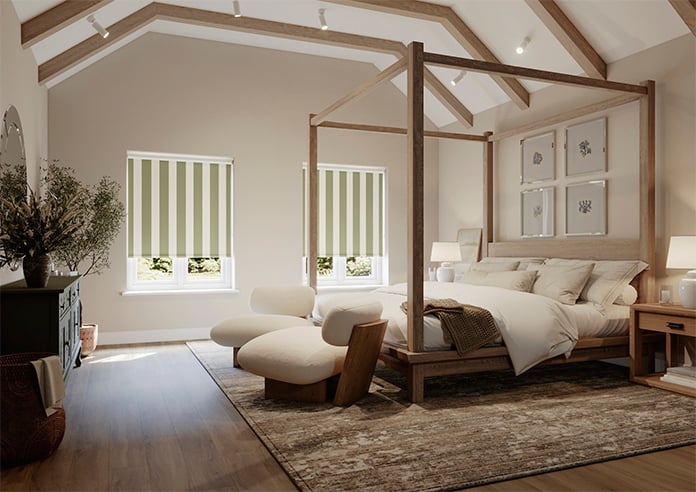 Cowes Stripe (Blackout), Stone Moss - Twist&Fit Roller Blind - Image 7